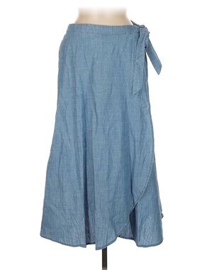 J. Crew Chambray Wrap Maxi Skirt in Light Blue